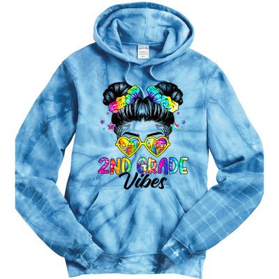 2nd Grade Vibes Messy Bun Second Grade Back To School Tie Dye Hoodie