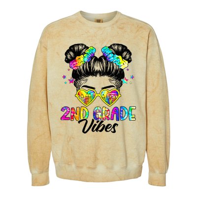 2nd Grade Vibes Messy Bun Second Grade Back To School Colorblast Crewneck Sweatshirt