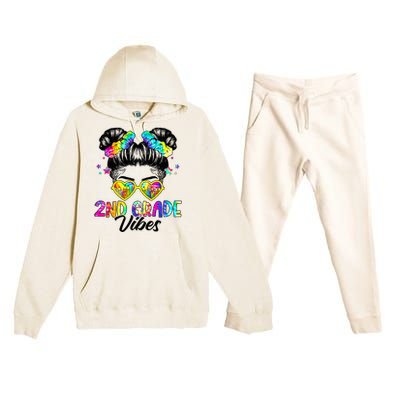 2nd Grade Vibes Messy Bun Second Grade Back To School Premium Hooded Sweatsuit Set