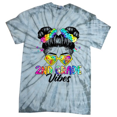 2nd Grade Vibes Messy Bun Second Grade Back To School Tie-Dye T-Shirt