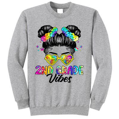 2nd Grade Vibes Messy Bun Second Grade Back To School Tall Sweatshirt