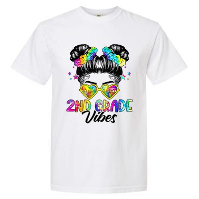 2nd Grade Vibes Messy Bun Second Grade Back To School Garment-Dyed Heavyweight T-Shirt