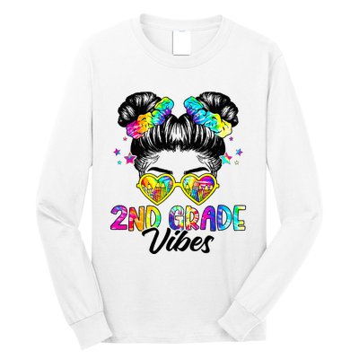 2nd Grade Vibes Messy Bun Second Grade Back To School Long Sleeve Shirt