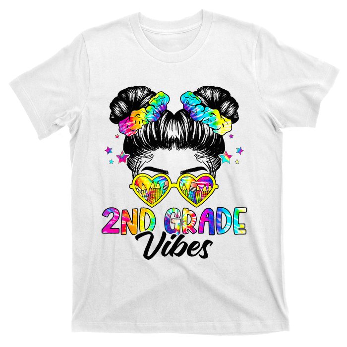 2nd Grade Vibes Messy Bun Second Grade Back To School T-Shirt