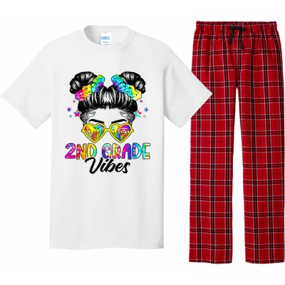 2nd Grade Vibes Messy Bun Second Grade Back To School Pajama Set