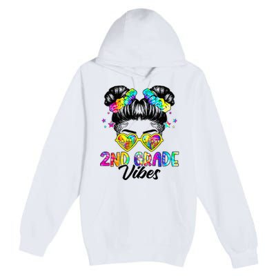 2nd Grade Vibes Messy Bun Second Grade Back To School Premium Pullover Hoodie