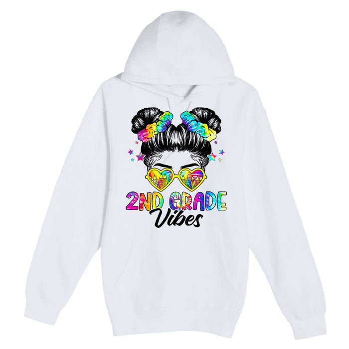 2nd Grade Vibes Messy Bun Second Grade Back To School Premium Pullover Hoodie