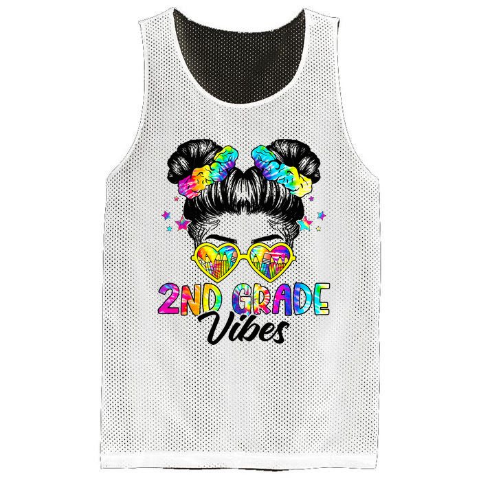 2nd Grade Vibes Messy Bun Second Grade Back To School Mesh Reversible Basketball Jersey Tank