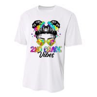 2nd Grade Vibes Messy Bun Second Grade Back To School Performance Sprint T-Shirt