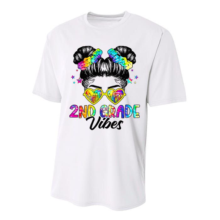 2nd Grade Vibes Messy Bun Second Grade Back To School Performance Sprint T-Shirt