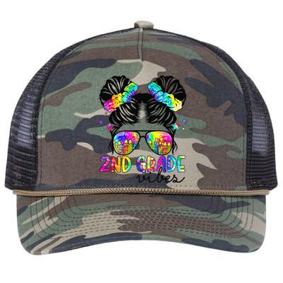 2nd Grade Vibes Messy Bun Team Second Grade Back To School Retro Rope Trucker Hat Cap