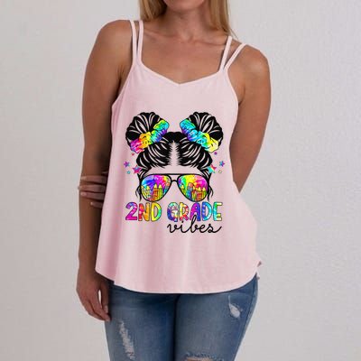 2nd Grade Vibes Messy Bun Team Second Grade Back To School Women's Strappy Tank