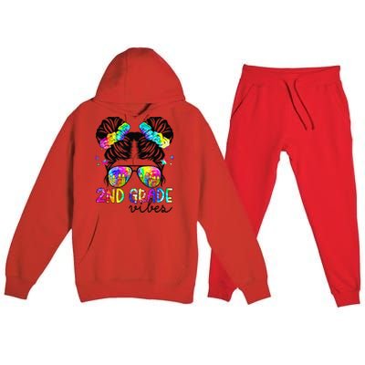 2nd Grade Vibes Messy Bun Team Second Grade Back To School Premium Hooded Sweatsuit Set