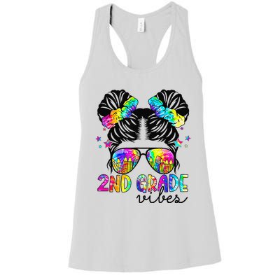 2nd Grade Vibes Messy Bun Team Second Grade Back To School Women's Racerback Tank