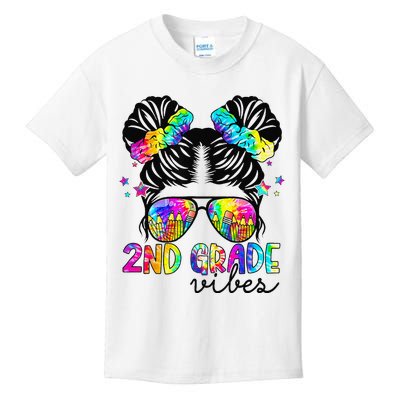 2nd Grade Vibes Messy Bun Team Second Grade Back To School Kids T-Shirt