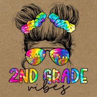 2nd Grade Vibes Messy Hair Bun Girl Back To School First Day Of Second Grade Cotton Canvas Backpack