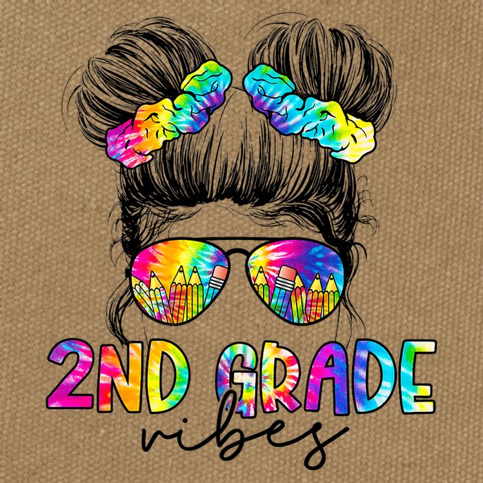 2nd Grade Vibes Messy Hair Bun Girl Back To School First Day Of Second Grade Cotton Canvas Backpack