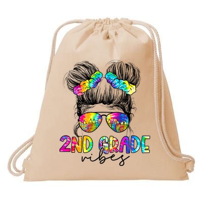 2nd Grade Vibes Messy Hair Bun Girl Back To School First Day Of Second Grade Drawstring Bag