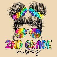 2nd Grade Vibes Messy Hair Bun Girl Back To School First Day Of Second Grade Drawstring Bag