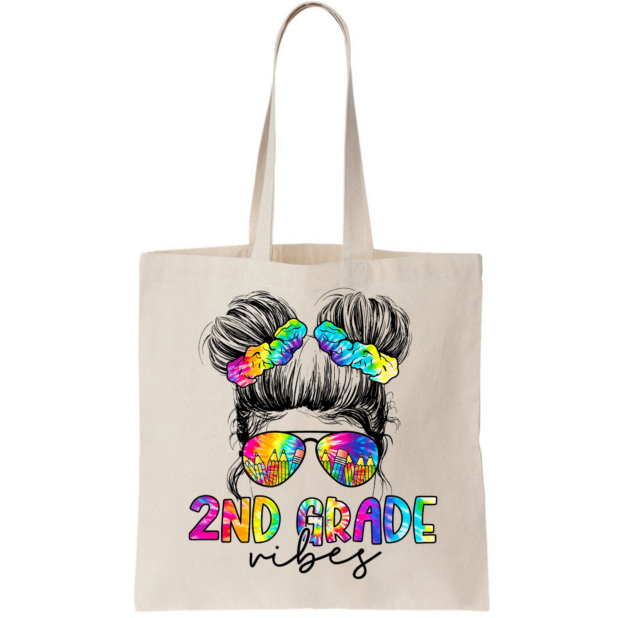2nd Grade Vibes Messy Hair Bun Girl Back To School First Day Of Second Grade Bag