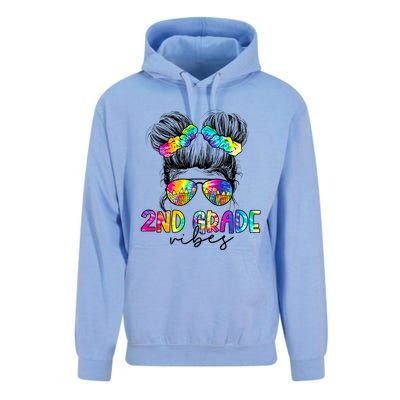 2nd Grade Vibes Messy Hair Bun Girl Back To School First Day Of Second Grade Unisex Surf Hoodie