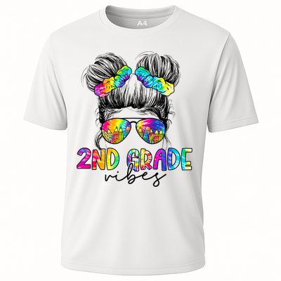 2nd Grade Vibes Messy Hair Bun Girl Back To School First Day Of Second Grade Performance Shirt
