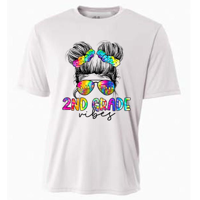 2nd Grade Vibes Messy Hair Bun Girl Back To School First Day Of Second Grade Cooling Performance Crew T-Shirt