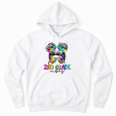 2nd Grade Vibes Messy Hair Bun Girl Back To School First Day Of Second Grade Hoodie