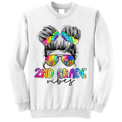 2nd Grade Vibes Messy Hair Bun Girl Back To School First Day Of Second Grade Sweatshirt