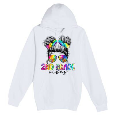 2nd Grade Vibes Messy Hair Bun Girl Back To School First Day Of Second Grade Premium Pullover Hoodie