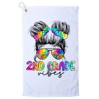 2nd Grade Vibes Messy Hair Bun Girl Back To School First Day Of Second Grade Golf Towel