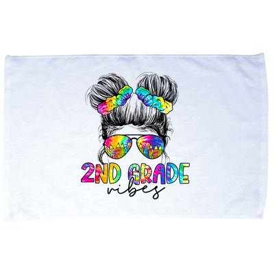 2nd Grade Vibes Messy Hair Bun Girl Back To School First Day Of Second Grade Microfiber Hand Towel