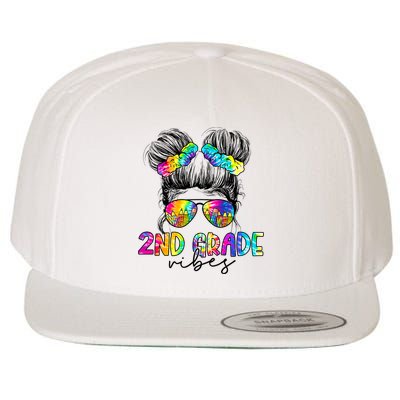 2nd Grade Vibes Messy Hair Bun Girl Back To School First Day Of Second Grade Wool Snapback Cap