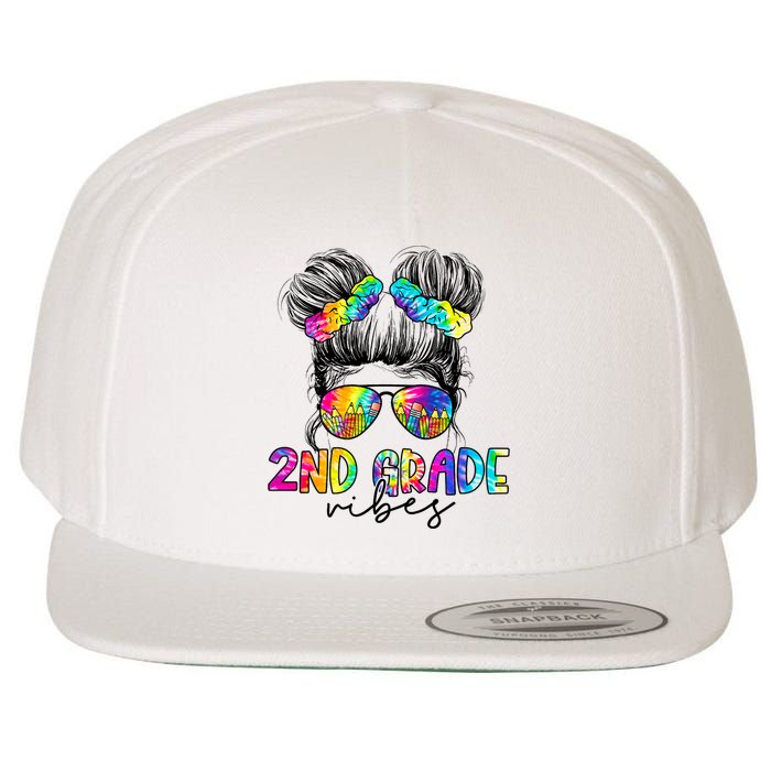 2nd Grade Vibes Messy Hair Bun Girl Back To School First Day Of Second Grade Wool Snapback Cap