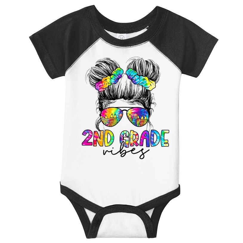 2nd Grade Vibes Messy Hair Bun Girl Back To School First Day Of Second Grade Infant Baby Jersey Bodysuit