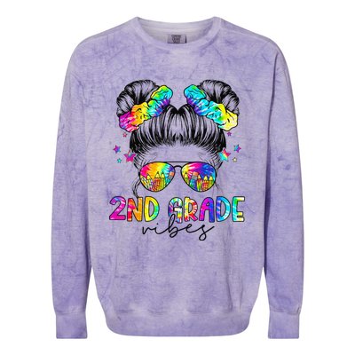 2nd Grade Vibes Messy Bun Second Grade Back To School Colorblast Crewneck Sweatshirt