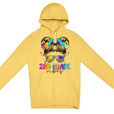 2nd Grade Vibes Messy Bun Second Grade Back To School Premium Pullover Hoodie