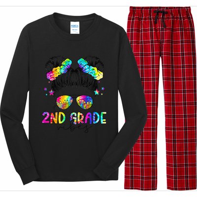 2nd Grade Vibes Messy Bun Second Grade Back To School Long Sleeve Pajama Set