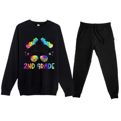 2nd Grade Vibes Messy Bun Second Grade Back To School Premium Crewneck Sweatsuit Set