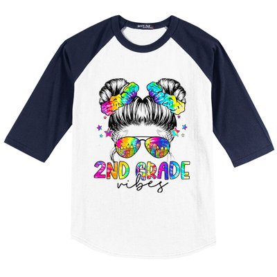 2nd Grade Vibes Messy Bun Second Grade Back To School Baseball Sleeve Shirt