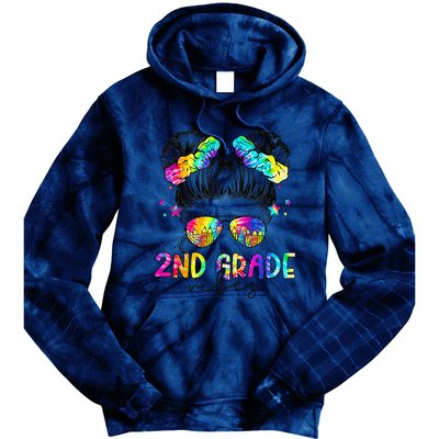 2nd Grade Vibes Messy Bun Second Grade Back To School Tie Dye Hoodie