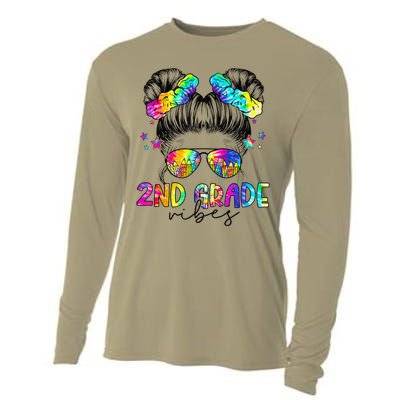 2nd Grade Vibes Messy Bun Second Grade Back To School Cooling Performance Long Sleeve Crew