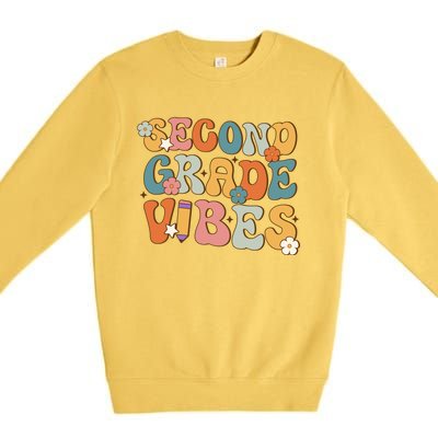 2Nd Grade Vibes Back To School Retro Second Grade Teachers Gift Premium Crewneck Sweatshirt