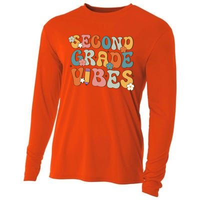 2Nd Grade Vibes Back To School Retro Second Grade Teachers Gift Cooling Performance Long Sleeve Crew