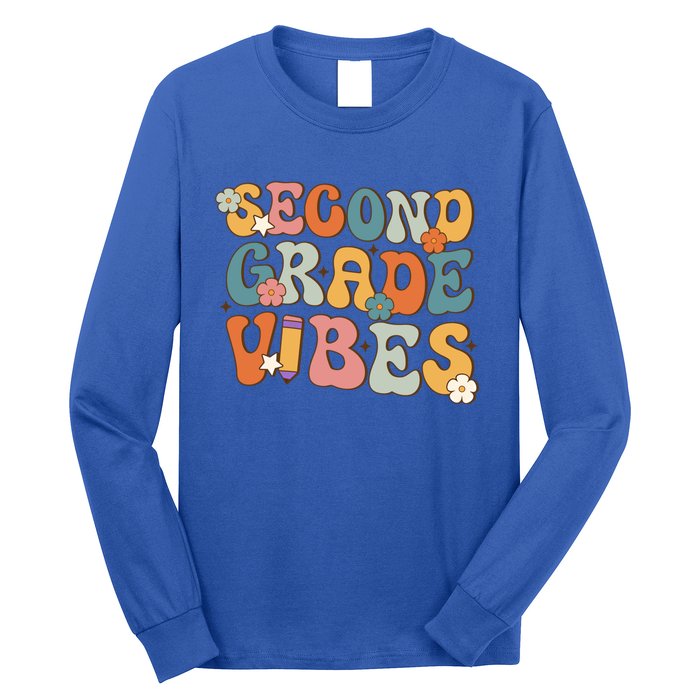 2Nd Grade Vibes Back To School Retro Second Grade Teachers Gift Long Sleeve Shirt