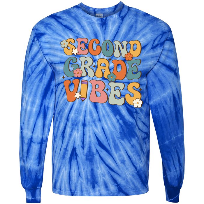 2Nd Grade Vibes Back To School Retro Second Grade Teachers Gift Tie-Dye Long Sleeve Shirt