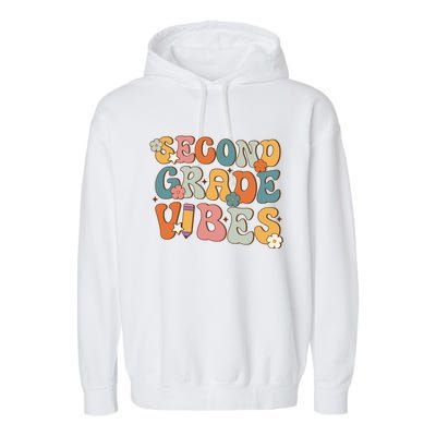 2Nd Grade Vibes Back To School Retro Second Grade Teachers Gift Garment-Dyed Fleece Hoodie