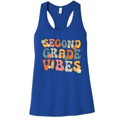 2Nd Grade Vibes Back To School Retro Second Grade Teachers Gift Women's Racerback Tank