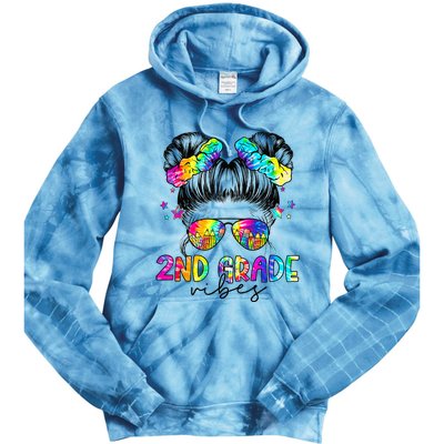 2nd Grade Vibes Messy Bun Second Grade Back To School Tie Dye Hoodie