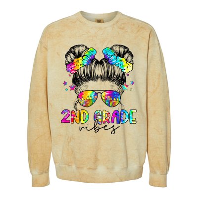 2nd Grade Vibes Messy Bun Second Grade Back To School Colorblast Crewneck Sweatshirt